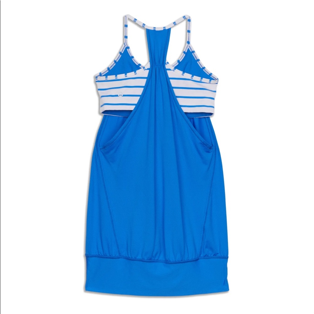 Lululemon No Limits Tank Top Blue White Women Built-in Sport Bra Yoga Run - Picture 2 of 4